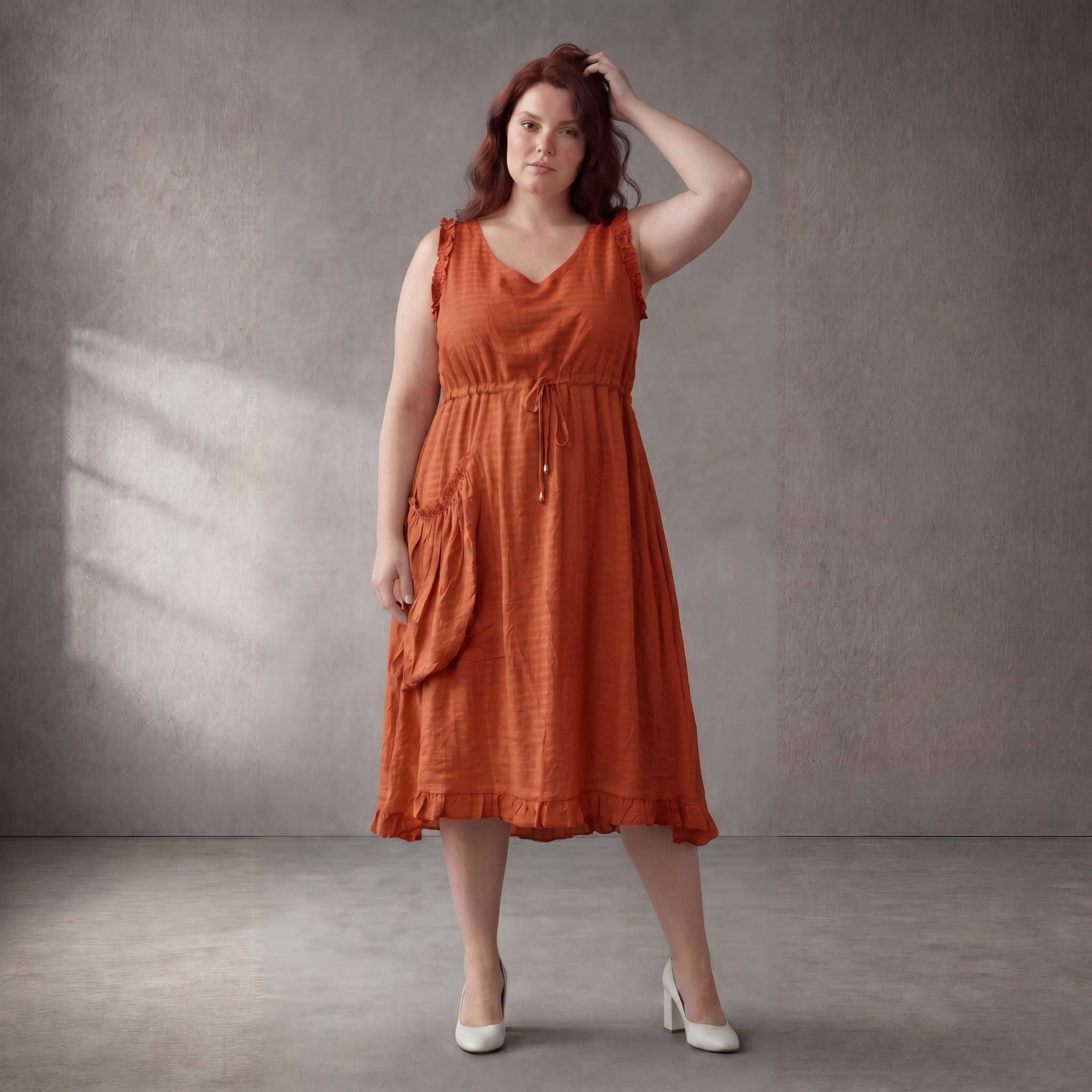 Orange Oversize Tunika im Lagenlook weich fliessend entspannt und zeitlos A-Linie Sommer