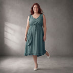 Hellblau Viskosetunika im Lagenlook A-Linie leger zeitlos fliessend Sommerstyle Oversize