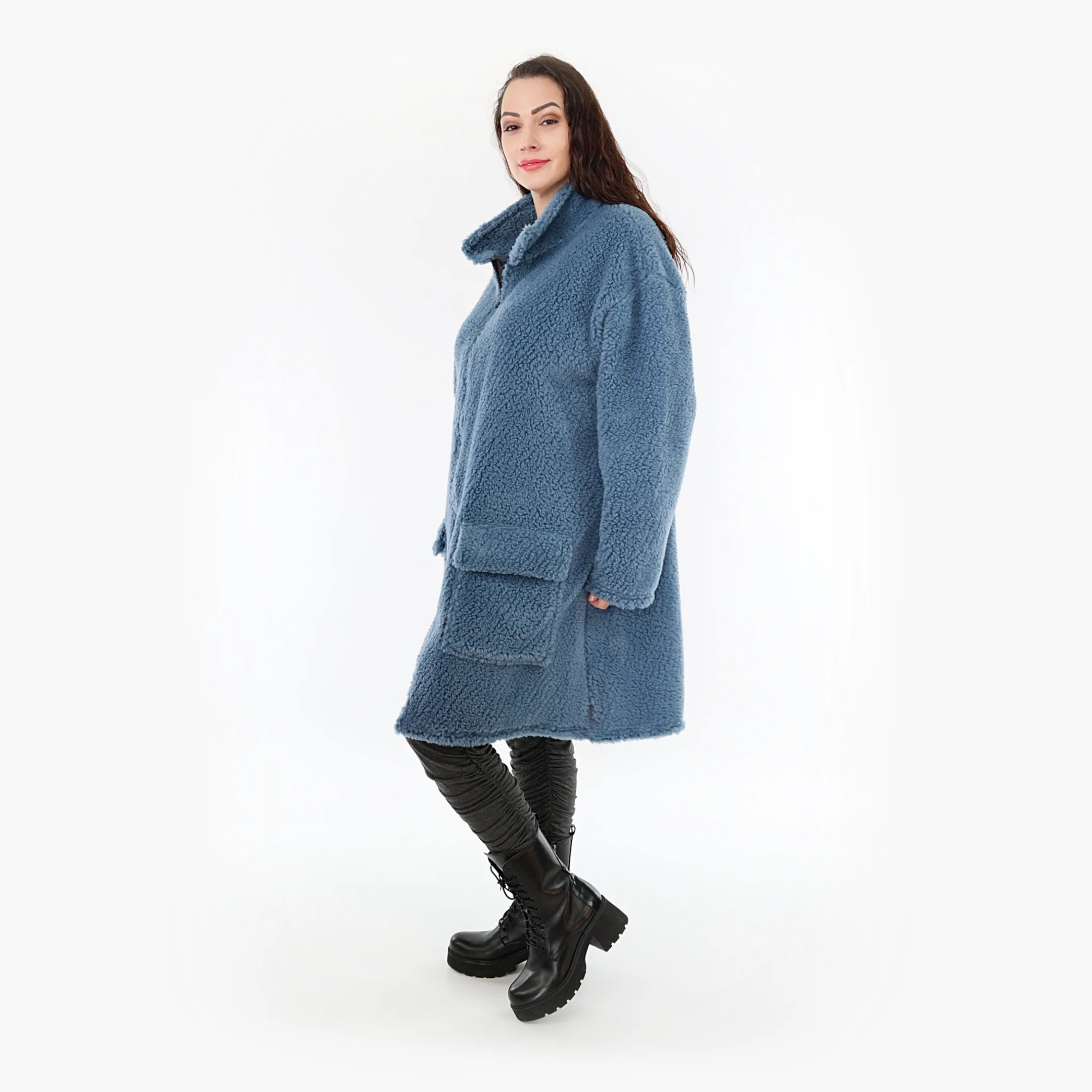  AKH Fashion Jacke in gerader Form, aus Materialmix, 1360.06656, Blau, Schick, Modern