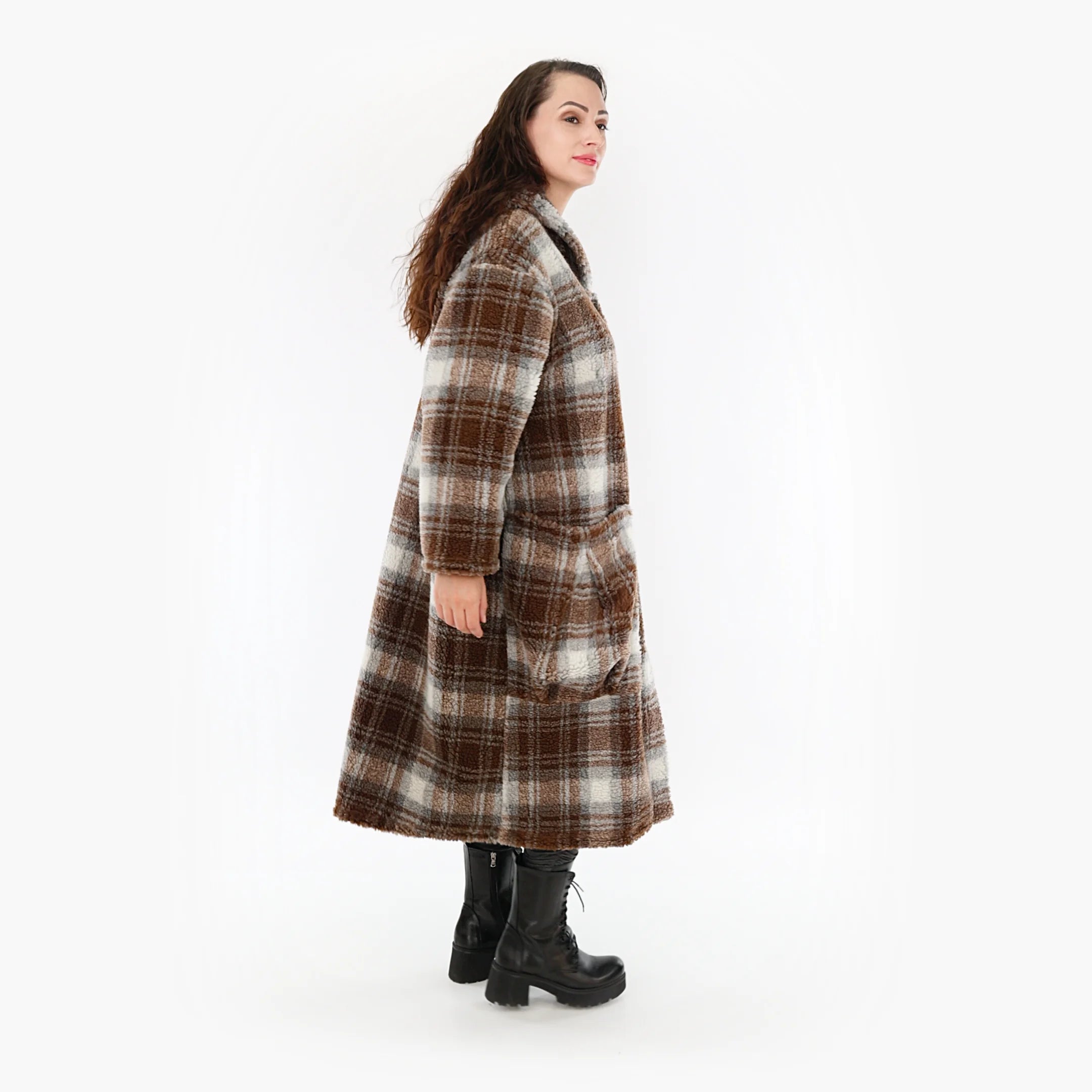  AKH Fashion Mantel in gerader Form, aus Materialmix, 1358.06979, Braun-Weiß, Schick