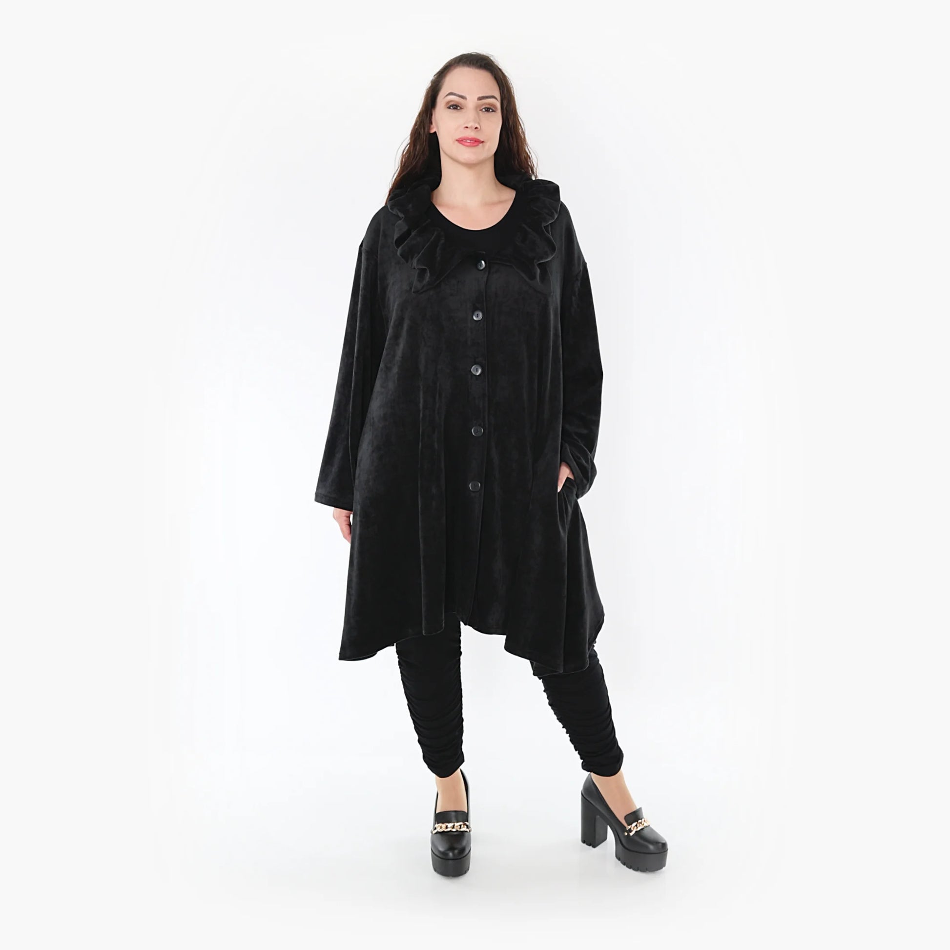  Jacke von AKH Fashion aus Polyester in gerundeter Form, 1368.05459, Schwarz, Ausgefallen