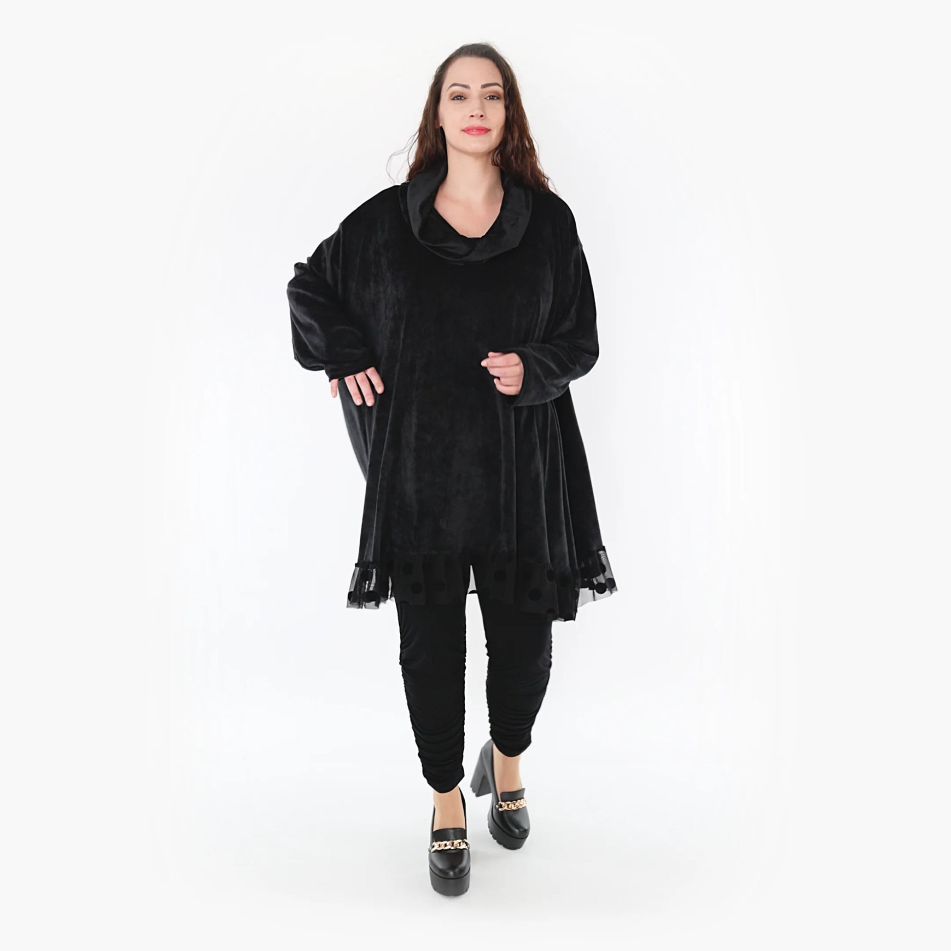  Bigshirt von AKH Fashion aus Polyester in Glocken-Form, 1368.09953, Schwarz, Schick, Modern