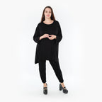  A-Form Bigshirt von AKH Fashion aus Bambus, 1356.00593, Schwarz, Schick, Modern, Bequem