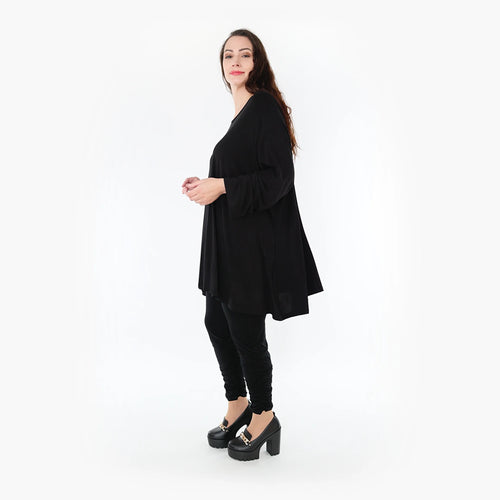  A-Form Bigshirt von AKH Fashion aus Bambus, 1356.00593, Schwarz, Schick, Modern, Bequem