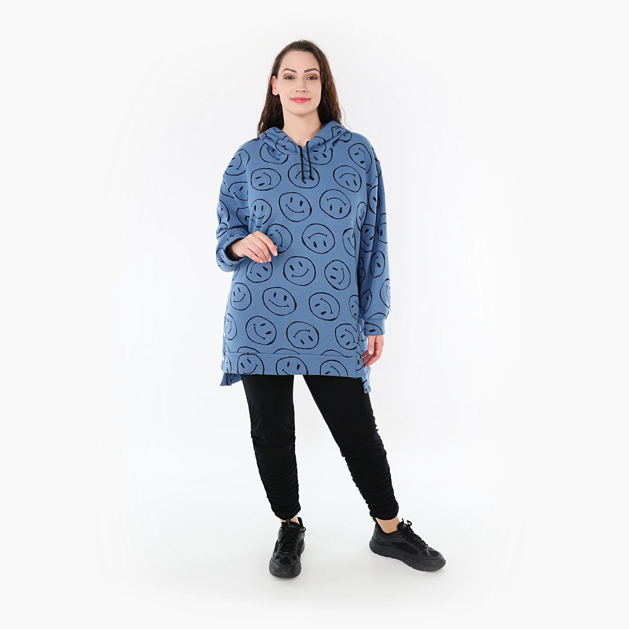  Bigshirt von AKH Fashion aus Baumwolle in gerader Form, 1361.06988, Jeansblau-Schwarz