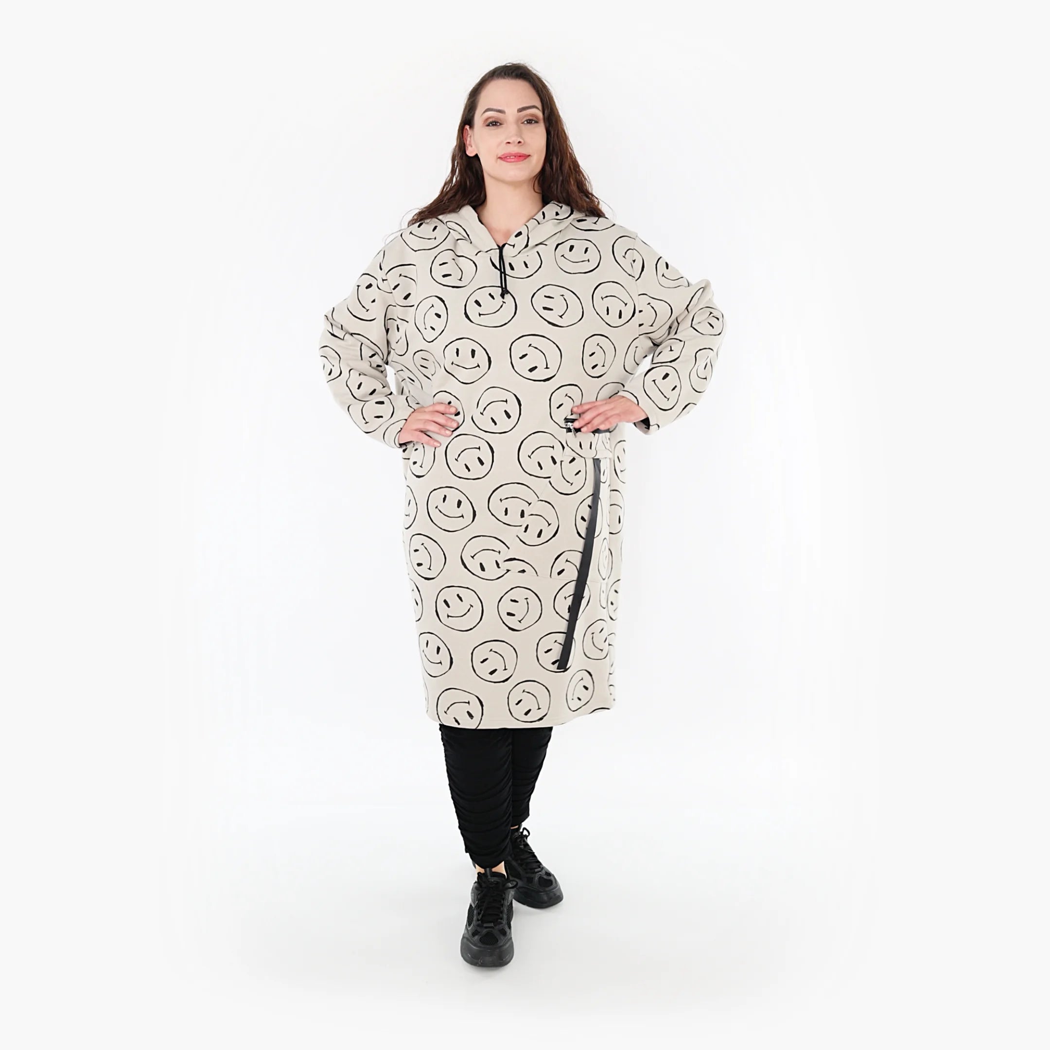  A-Form Bigshirt von AKH Fashion aus Baumwolle, 1361.06989, Beige-Schwarz, Schick, Modern