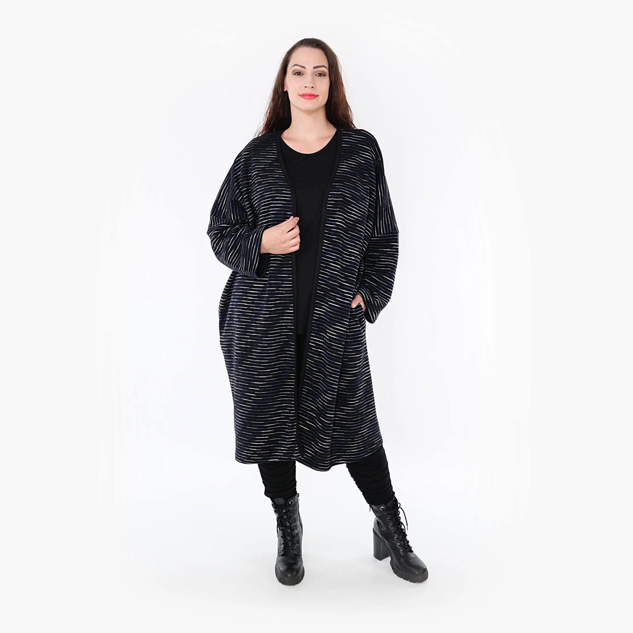  AKH Fashion Jacke in gerader Form, aus Baumwolle, 1367.06828, Schwarz-Blau-Weiß, Schick