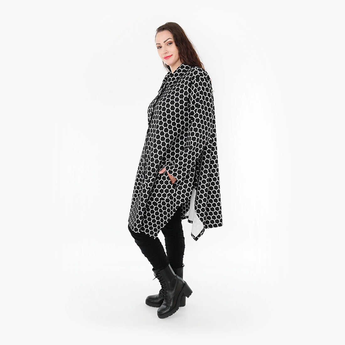  Ballonjacke von AKH Fashion aus Materialmix, 1365.06864, Schwarz-Weiß, Raute, Ausgefallen