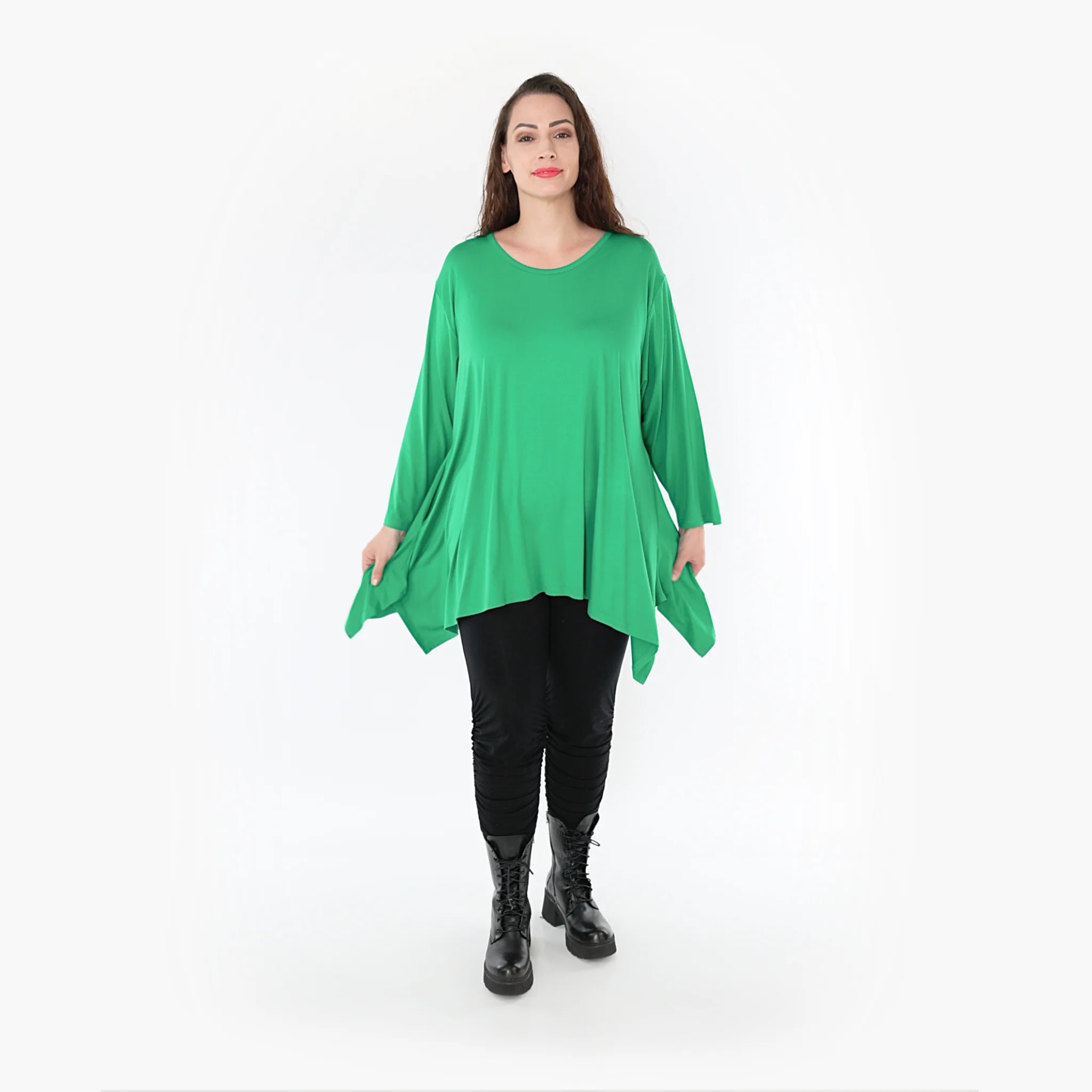  A-Form Shirt von AKH Fashion aus Viskose, 1233.1019L, Grün, Schick, Modern, Bequem