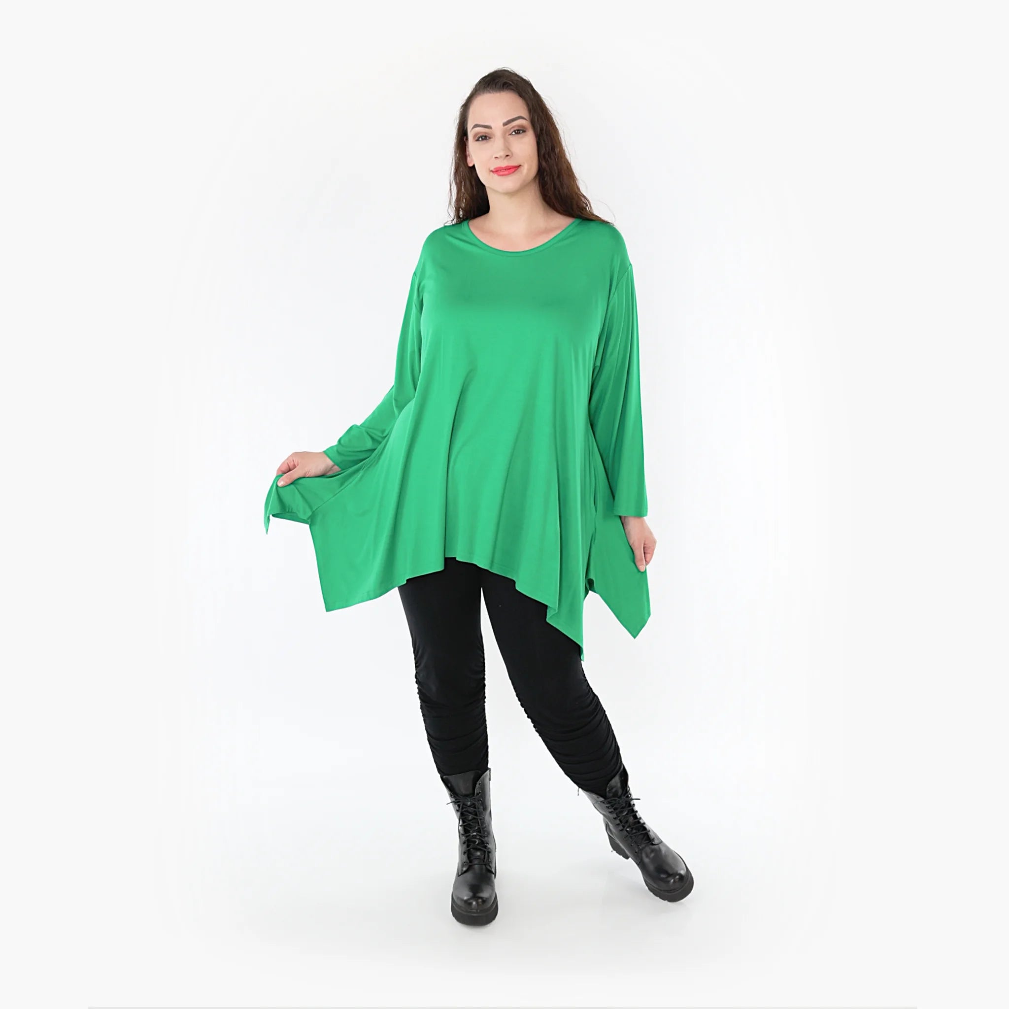  A-Form Shirt von AKH Fashion aus Viskose, 1233.1019L, Grün, Schick, Modern, Bequem