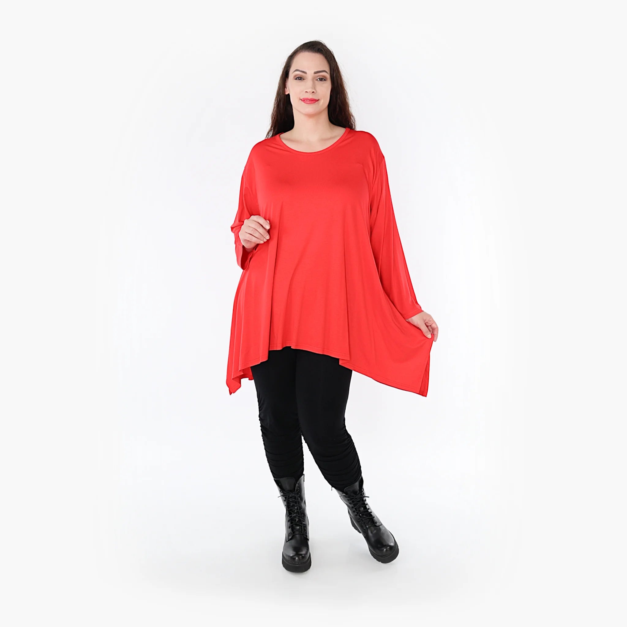  A-Form Shirt von AKH Fashion aus Viskose, 1233.1019L, Rot, Unifarben, Ausgefallen, Modern