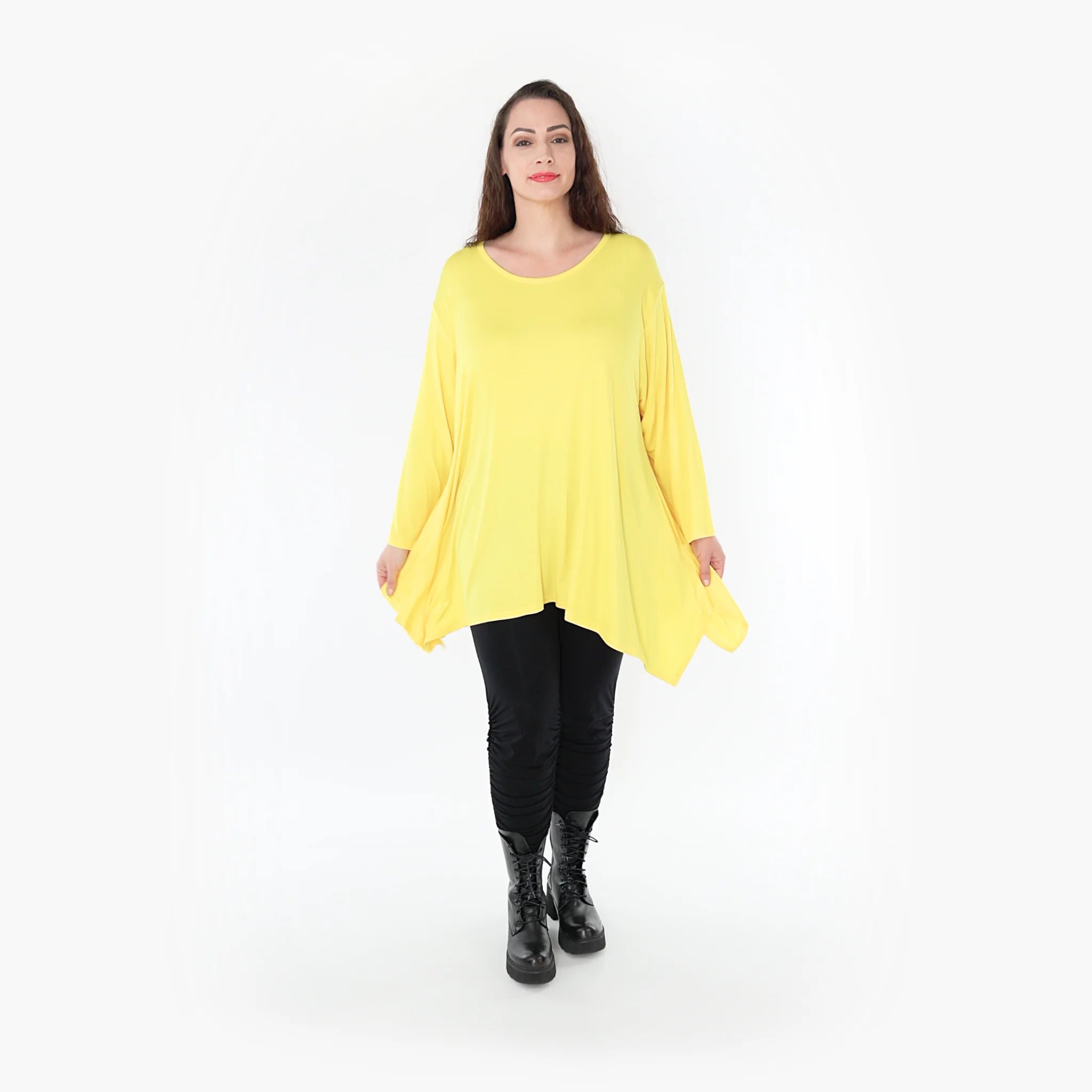  A-Form Shirt von AKH Fashion aus Viskose, 1233.1019L, Gelb, Schick, Modern, Bequem