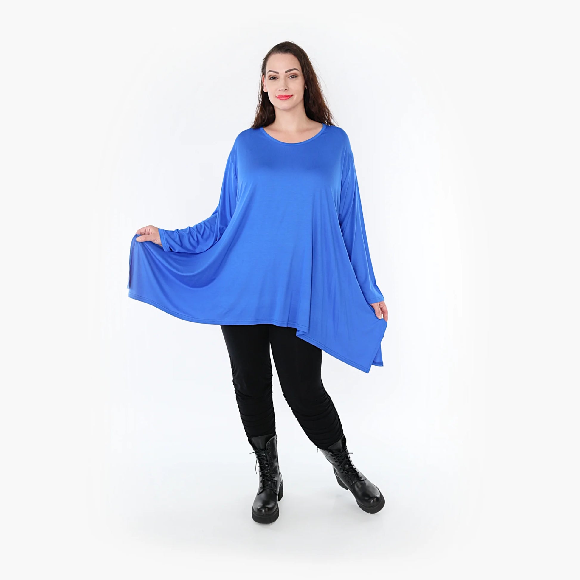  A-Form Shirt von AKH Fashion aus Viskose, 1233.1019L, Royalblau, Unifarben, Ausgefallen