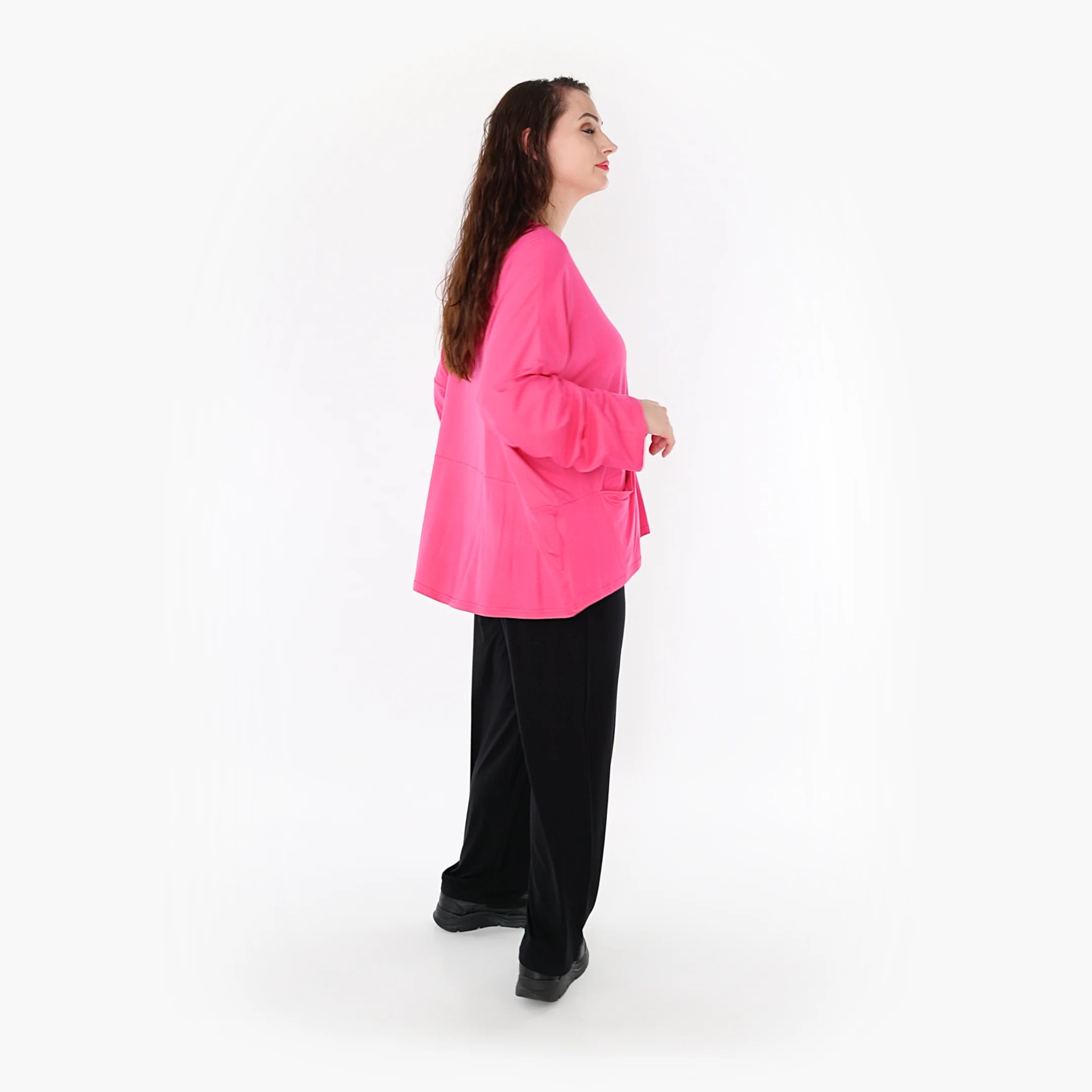  AKH Fashion Bigshirt in kastiger Form, aus Viskose, 1233.6888L, Fuchsia, Schick, Modern