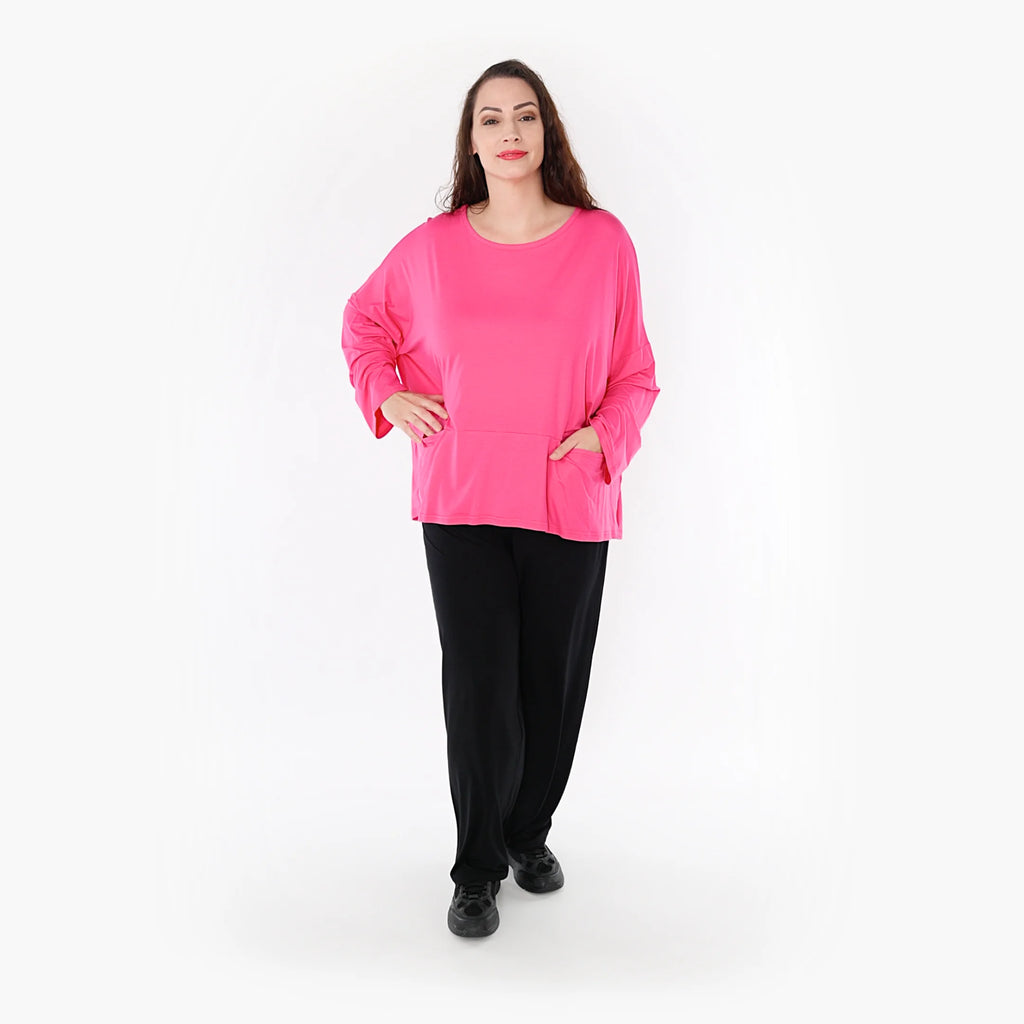  AKH Fashion Bigshirt in kastiger Form, aus Viskose, 1233.6888L, Fuchsia, Schick, Modern