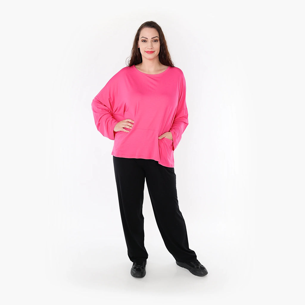  AKH Fashion Bigshirt in kastiger Form, aus Viskose, 1233.6888L, Fuchsia, Schick, Modern