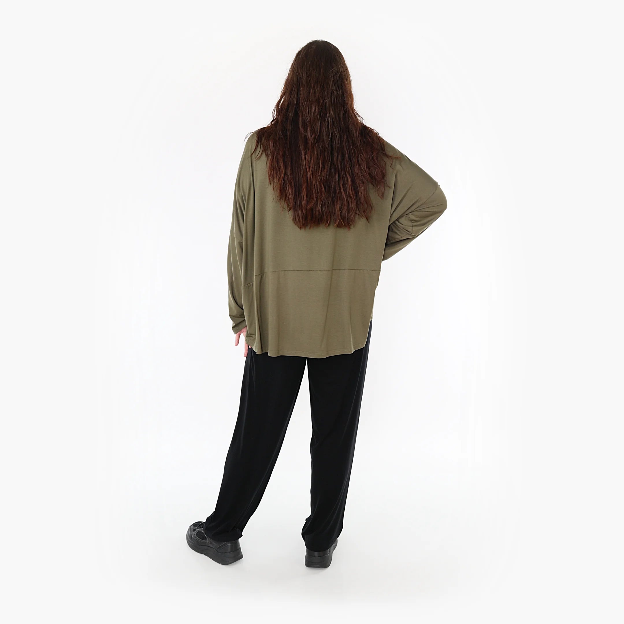  AKH Fashion Bigshirt in kastiger Form, aus Viskose, 1233.6888L, Olive, Schick, Modern, Bequem