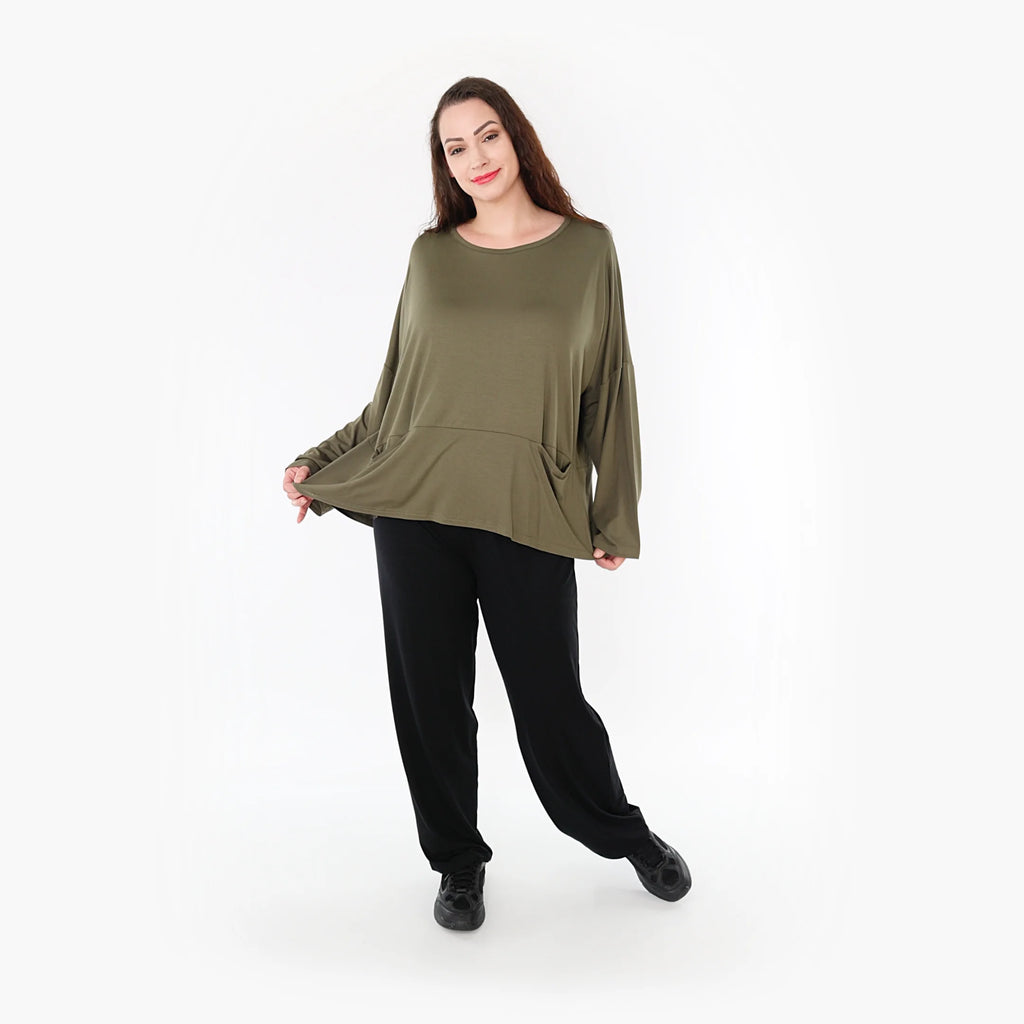  AKH Fashion Bigshirt in kastiger Form, aus Viskose, 1233.6888L, Olive, Schick, Modern, Bequem