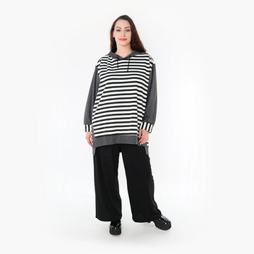 Bigshirt von AKH Fashion aus Viskose in gerader Form, 1366.06988, Grau-Weiß, Schick, Modern