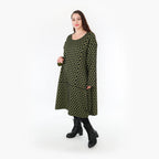  Ballonkleid von AKH Fashion aus Materialmix, 1365.06859, Schwarz-Lime, Raute, Schick