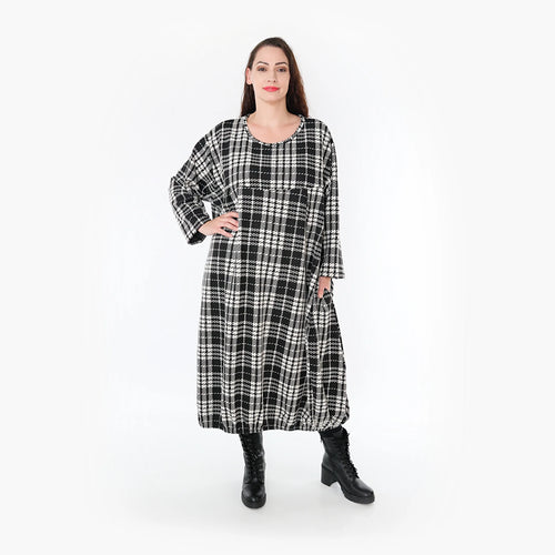 Ballonkleid von AKH Fashion aus Baumwolle, 1362.06947, Weiß-Schwarz, Schick, Modern