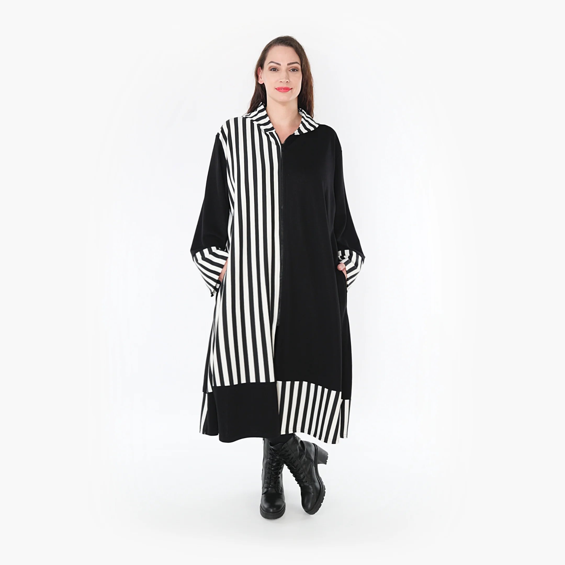  Ballonmantel von AKH Fashion aus Viskose, 1366.06990, Schwarz-Weiß, Schick, Modern, Bequem