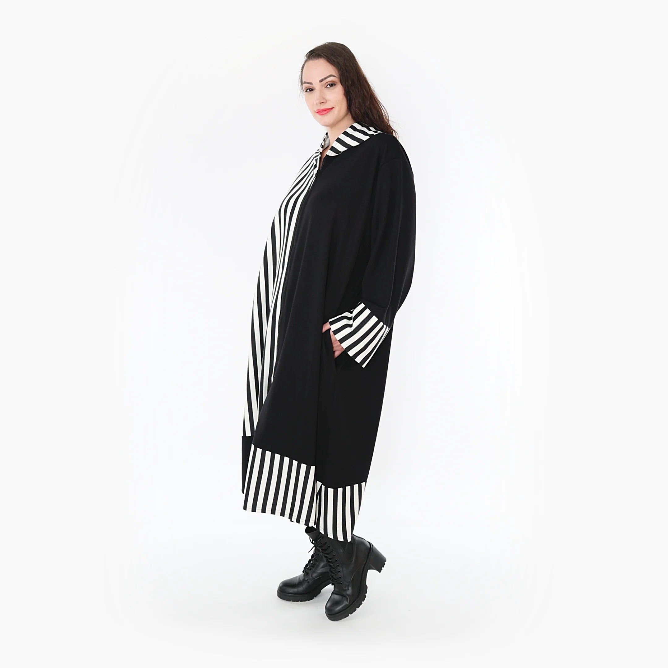  Ballonmantel von AKH Fashion aus Viskose, 1366.06990, Schwarz-Weiß, Schick, Modern, Bequem