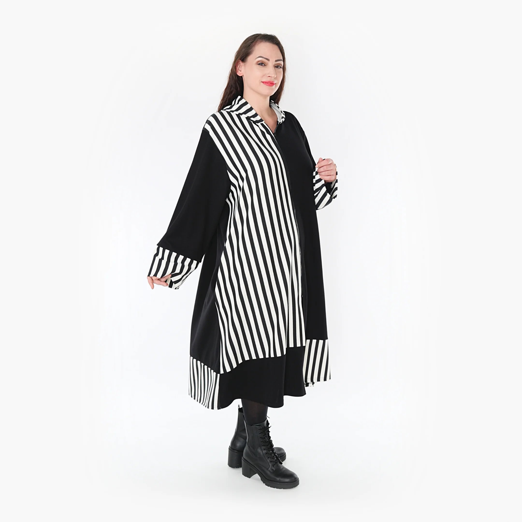  Ballonmantel von AKH Fashion aus Viskose, 1366.06990, Schwarz-Weiß, Schick, Modern, Bequem