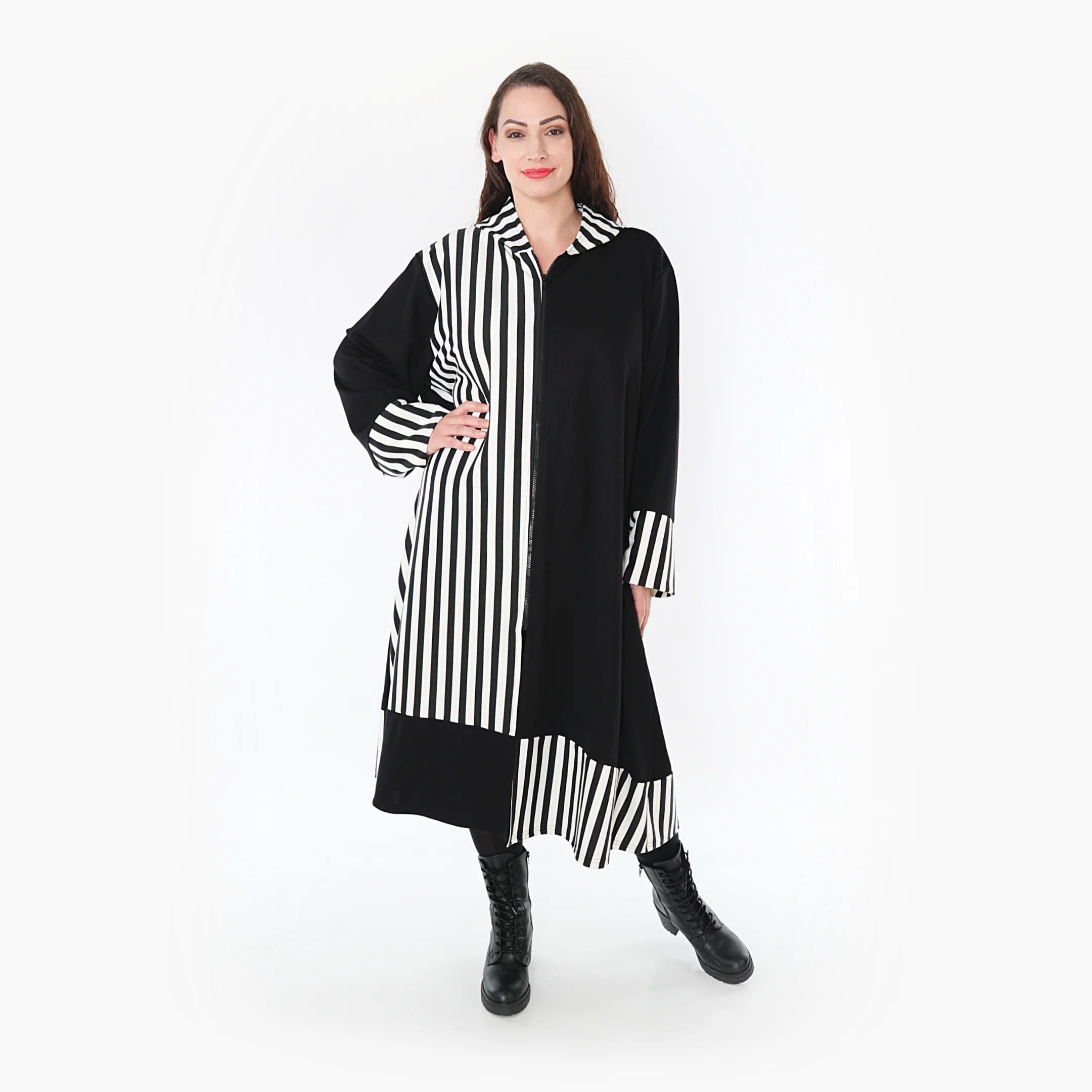  Ballonmantel von AKH Fashion aus Viskose, 1366.06990, Schwarz-Weiß, Schick, Modern, Bequem