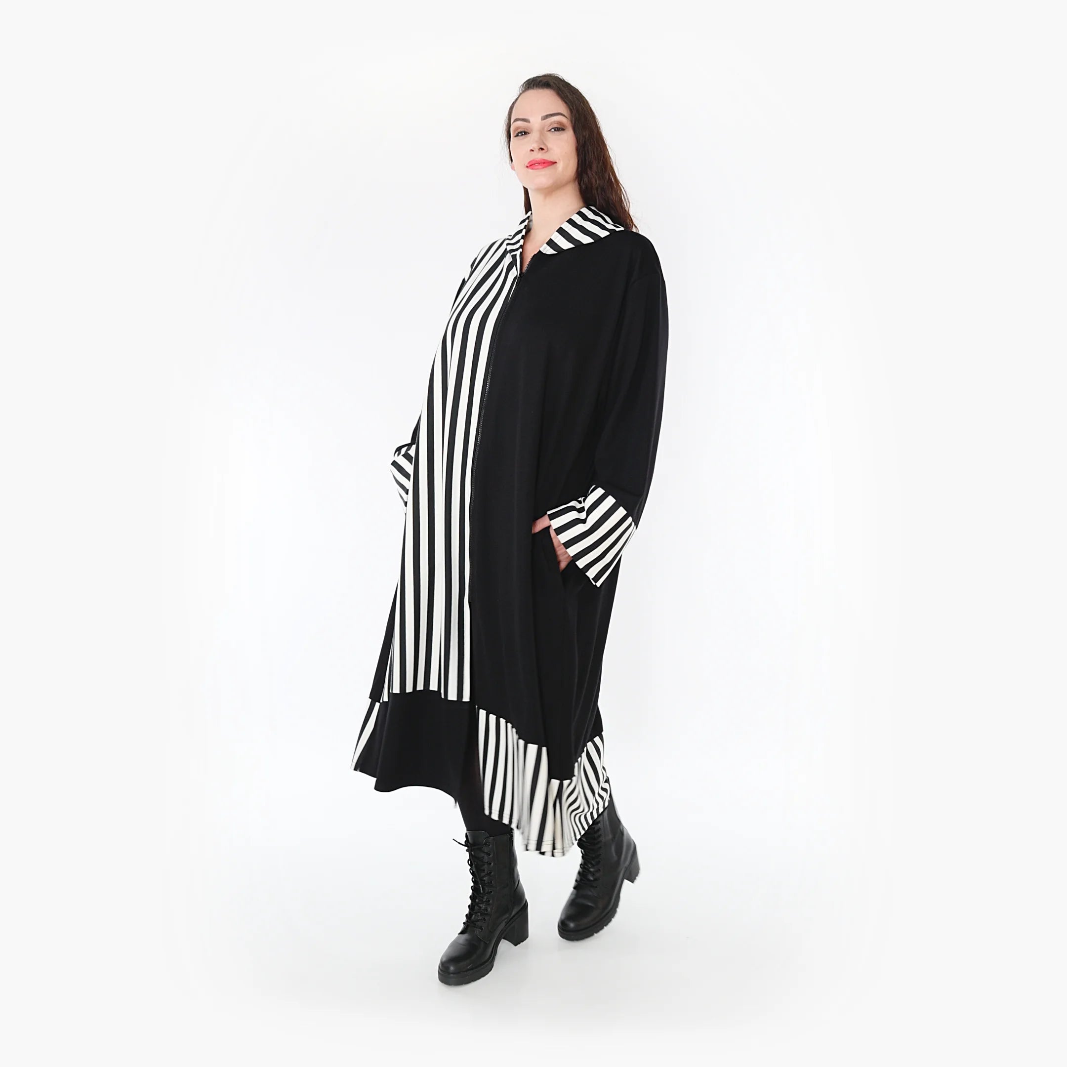  Ballonmantel von AKH Fashion aus Viskose, 1366.06990, Schwarz-Weiß, Schick, Modern, Bequem