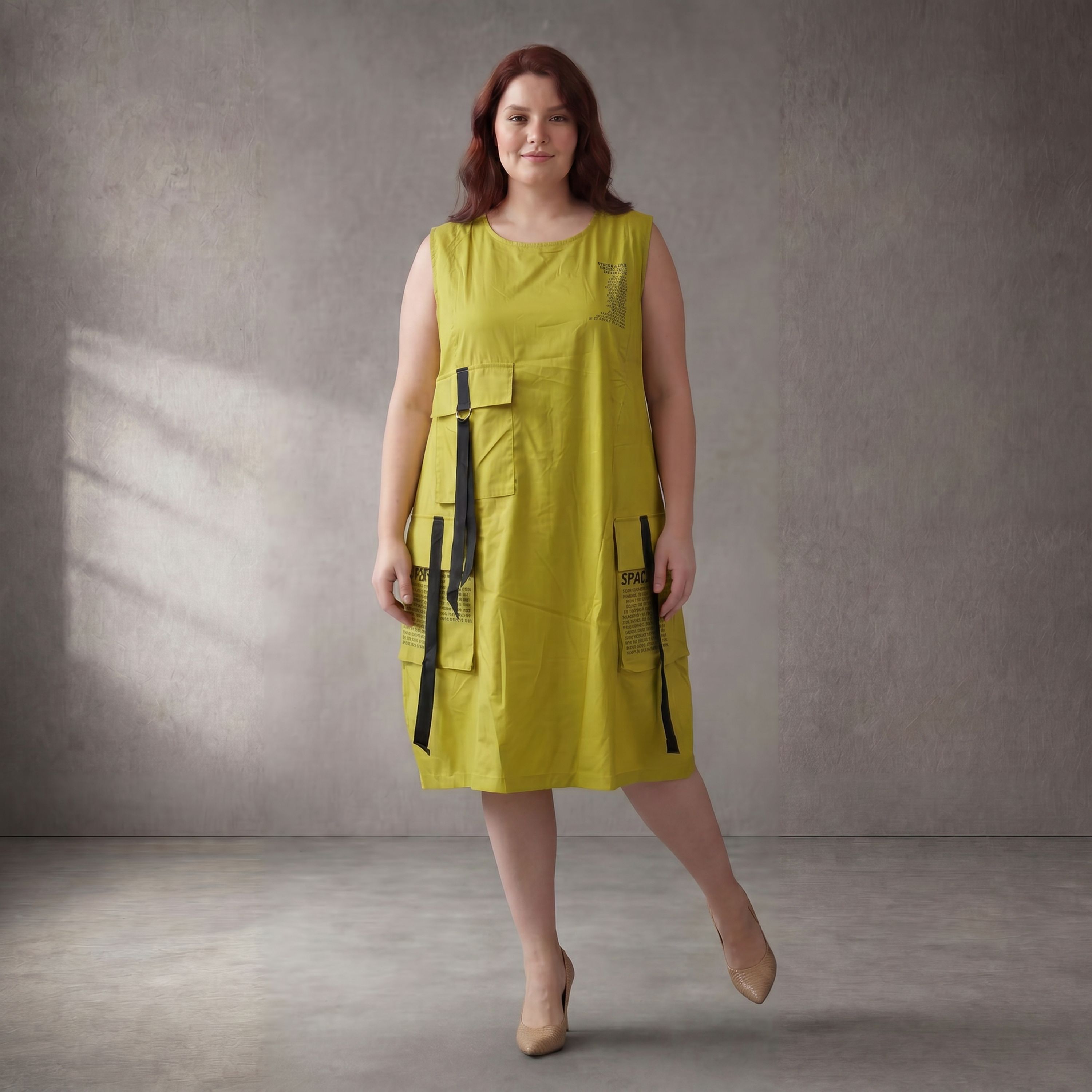 Limette Oversize Ballontunika im Lagenlook leger ausgefallen und zeitlos leicht soft sehr