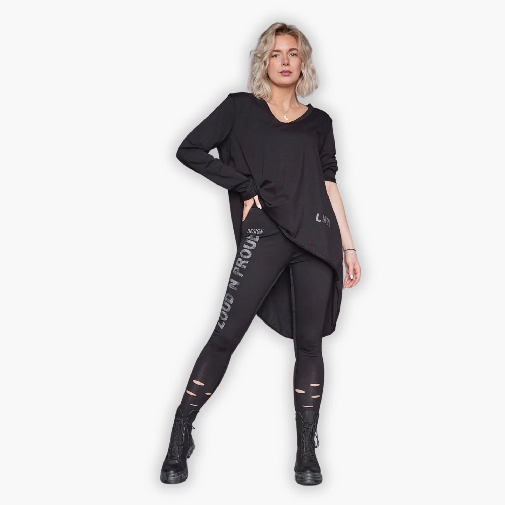  Leggings von Loud N Proud aus Baumwolle in gerader Form, LNP012, Schwarz, Schick, Modern