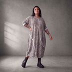 Damen Kleid Lagenlook Baumwolle Schwarz/Weiß, Ballonschnitt, Langarm, Seitentaschen, Oversize große Größen – Funky Diva