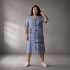 Leichtes blaues Viskoseleinen Shirt luftig im legeren Oversize Lagenlook zeitlos chic