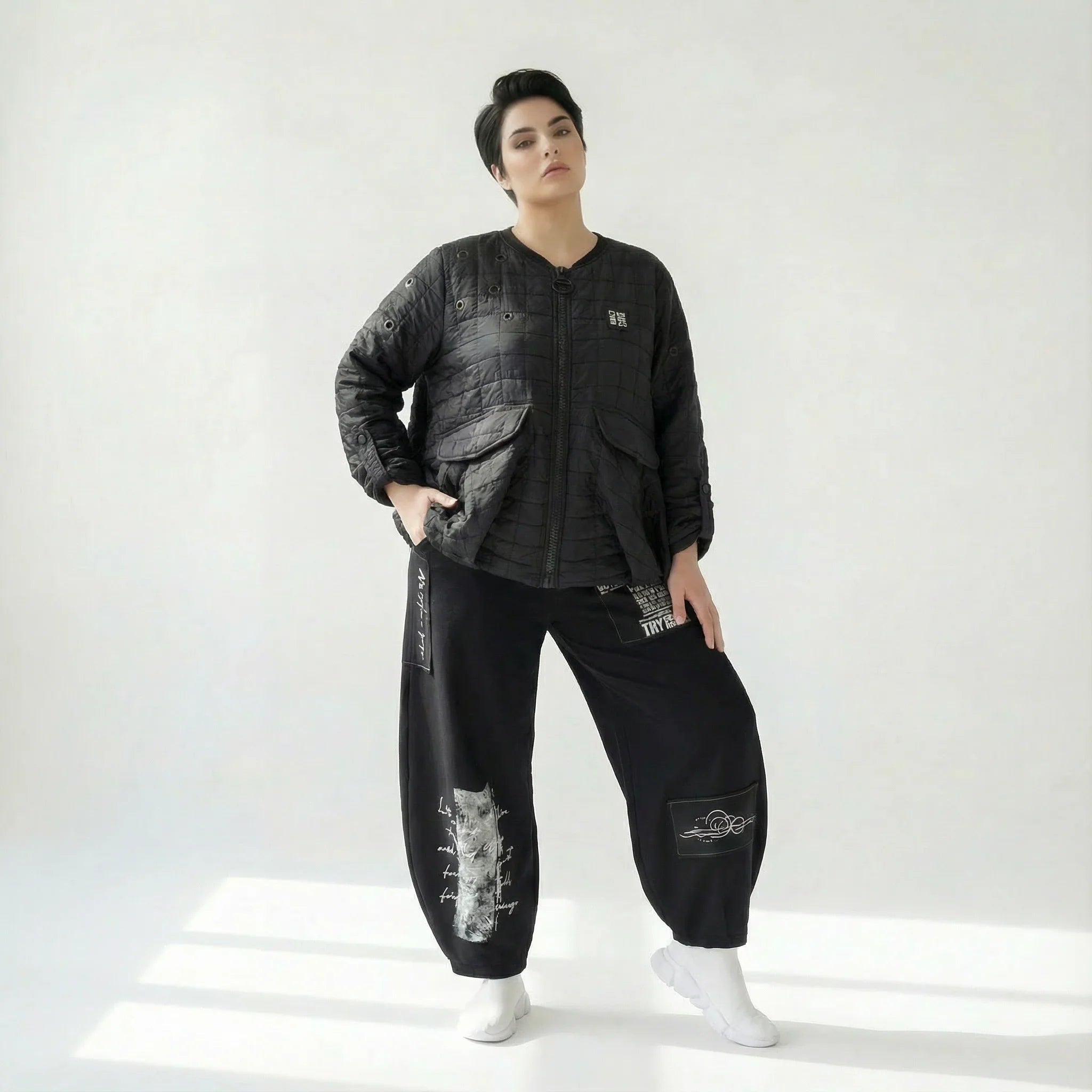 Gesteppte Oversize Jacke Ballon Übergangsjacke Baumwollmix B One Avantgarde Look Modeare