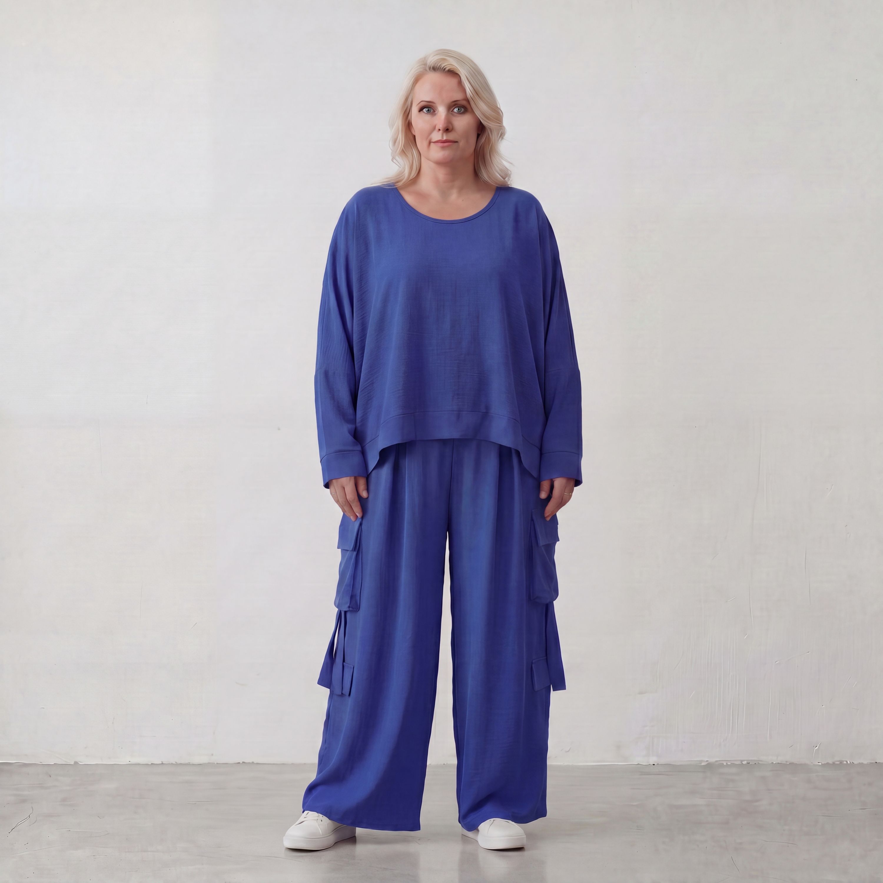 Royalblau Leinenueberwurf Oversize Lagenlook leger ausgefallen zeitlos luftig leicht