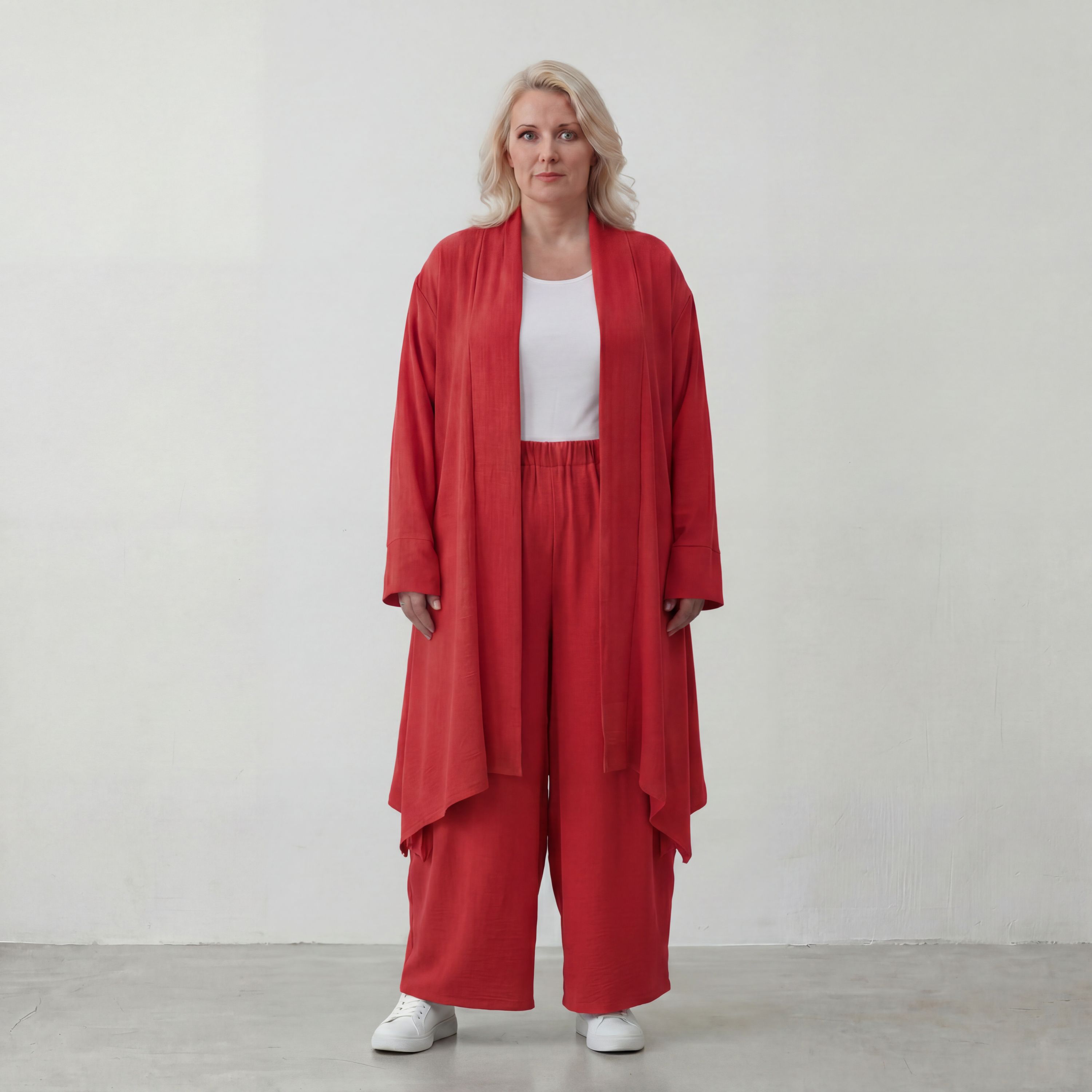 Fuchsia Leinen Cardigan im Lagenlook Oversize leger ausgefallen mit Zipfelsaum luftig 88