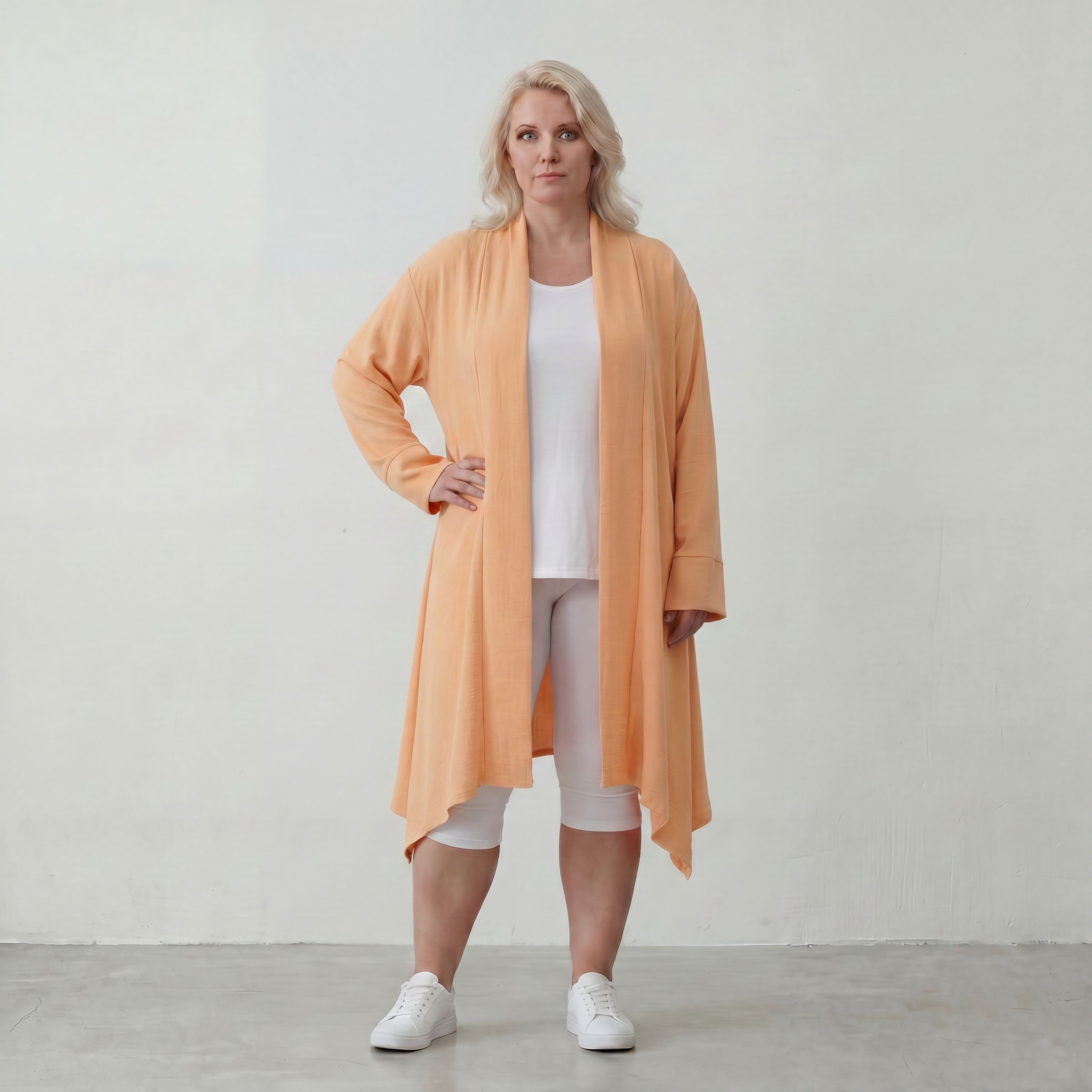 Fliessender Mauve Leinenlook Cardigan Oversize Lagenlook leger zeitlos elegant sommerlich
