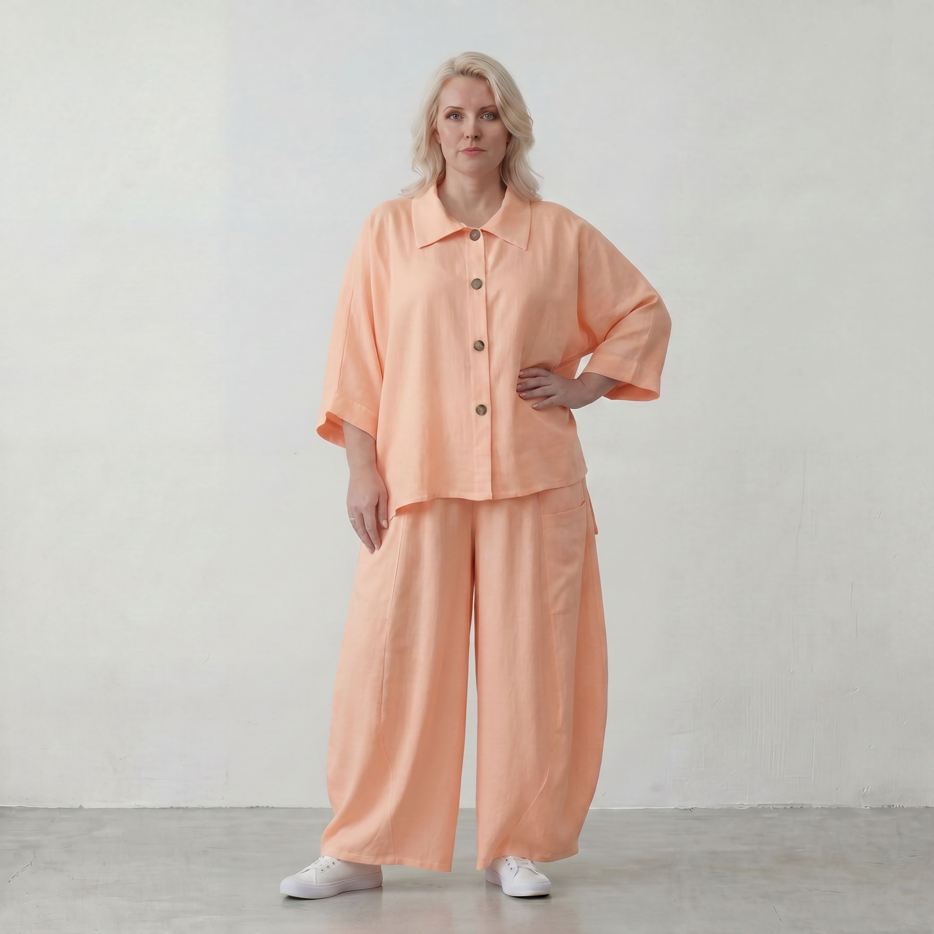 Leichte Oversize Ballonhose in Mauve mit Lagenlook Flair leger zeitlos modern soft look