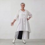 Zeitlose Weiß Baumwolljacke im Lagenlook Oversize A Linie leger modern edel Stil Design