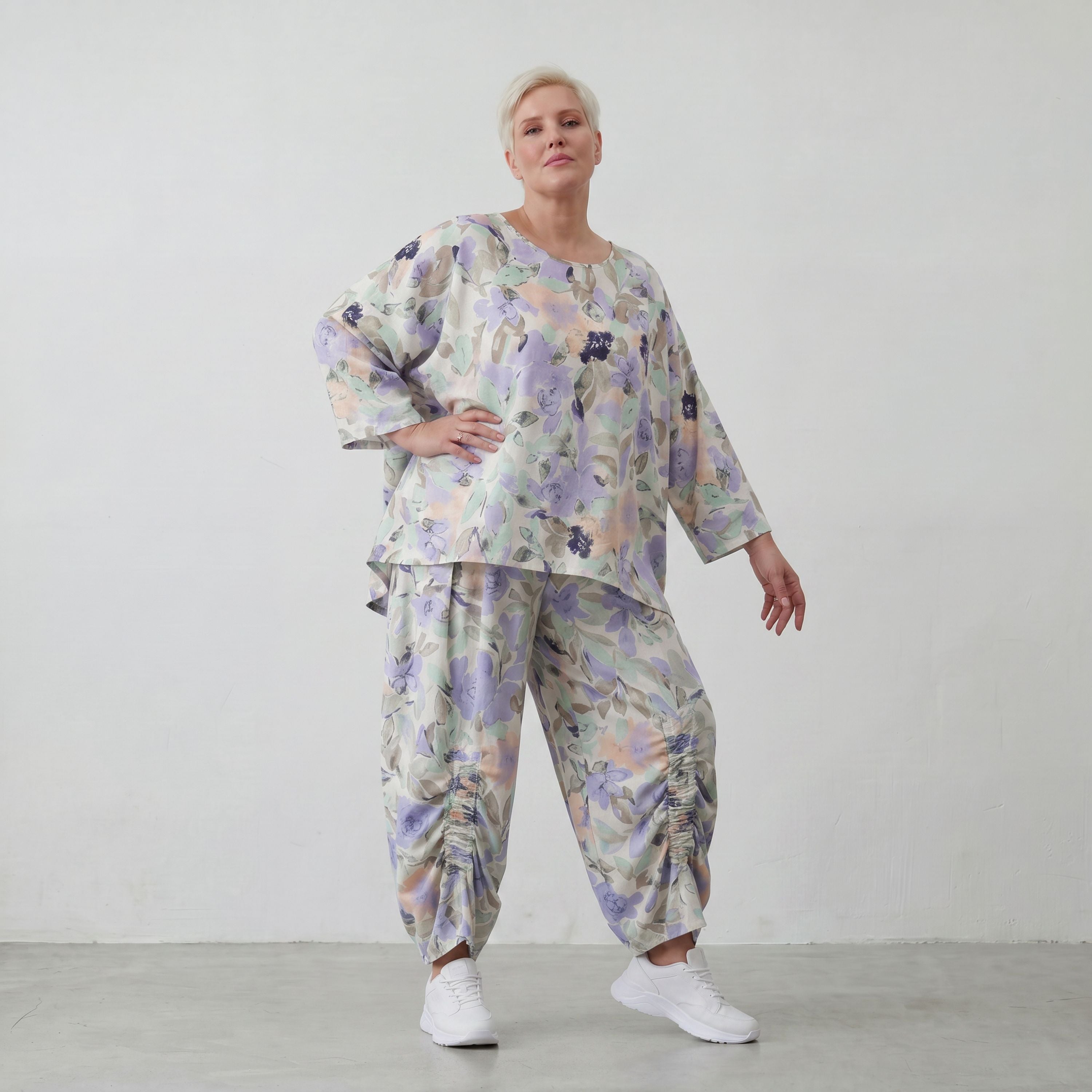 Oversized Shirt in Leinenoptik mit asymmetrischem Saum in Magnolia für lässige Sommertage