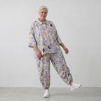 Leichte Bluse in Leinenoptik mit lila Farbton und Hemdkragen für sommerliche Eleganz pur