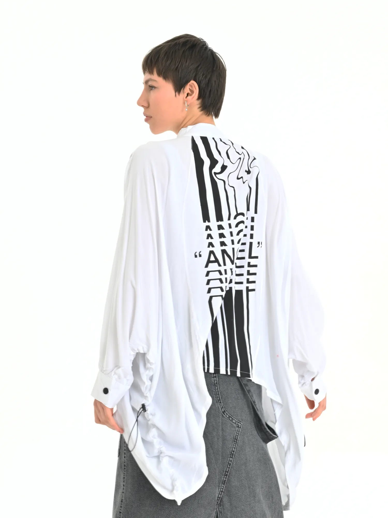  Zipfel Bigshirt von Just Angels aus Viskose, 1003, Weiß, Streifen, Schick, Modern, Bequem