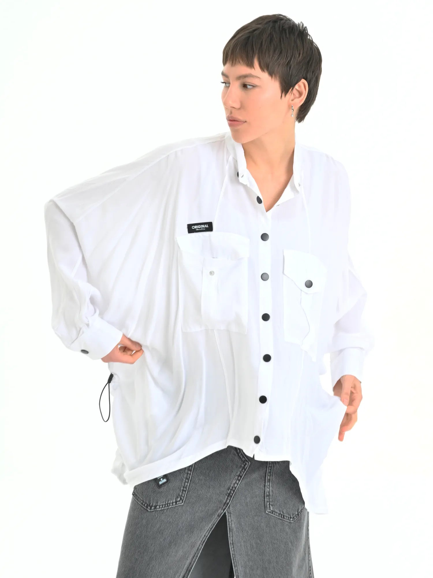  Zipfel Bigshirt von Just Angels aus Viskose, 1003, Weiß, Streifen, Schick, Modern, Bequem