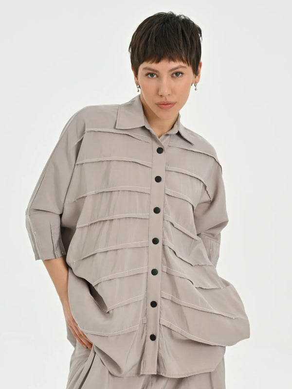 Bluse von Les Mios aus Baumwolle, 7005, Beige, Schick, Modern, Bequem, Schick
