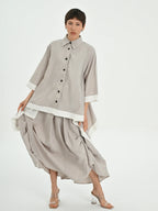  A-Form Bluse von Les Mios aus Baumwolle, 7013, Beige, Schick, Modern, Bequem, Schick