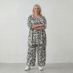 Fliessendes Viskose Shirt im Lagenlook Weiß/Schwarz mit legerem Oversize A-Linie zeitlos