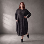 Damen Kleid Lagenlook Baumwolle Schwarz, Ballonschnitt, Langarm, Oversize große Größen – Funky Diva