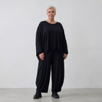 Damen Shirt Lagenlook Viskose Schwarz, kastiger Schnitt, Oversize große Größen – AKH Basics