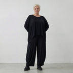 Damen Shirt Lagenlook Viskose Schwarz, kastiger Schnitt, Oversize große Größen – AKH Basics